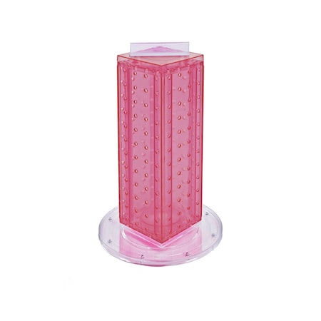 Azar Displays Four-sided 4'' W x 12'' H Pegboard Tower with Revolving 9'' Base, Pink 700220-PNK